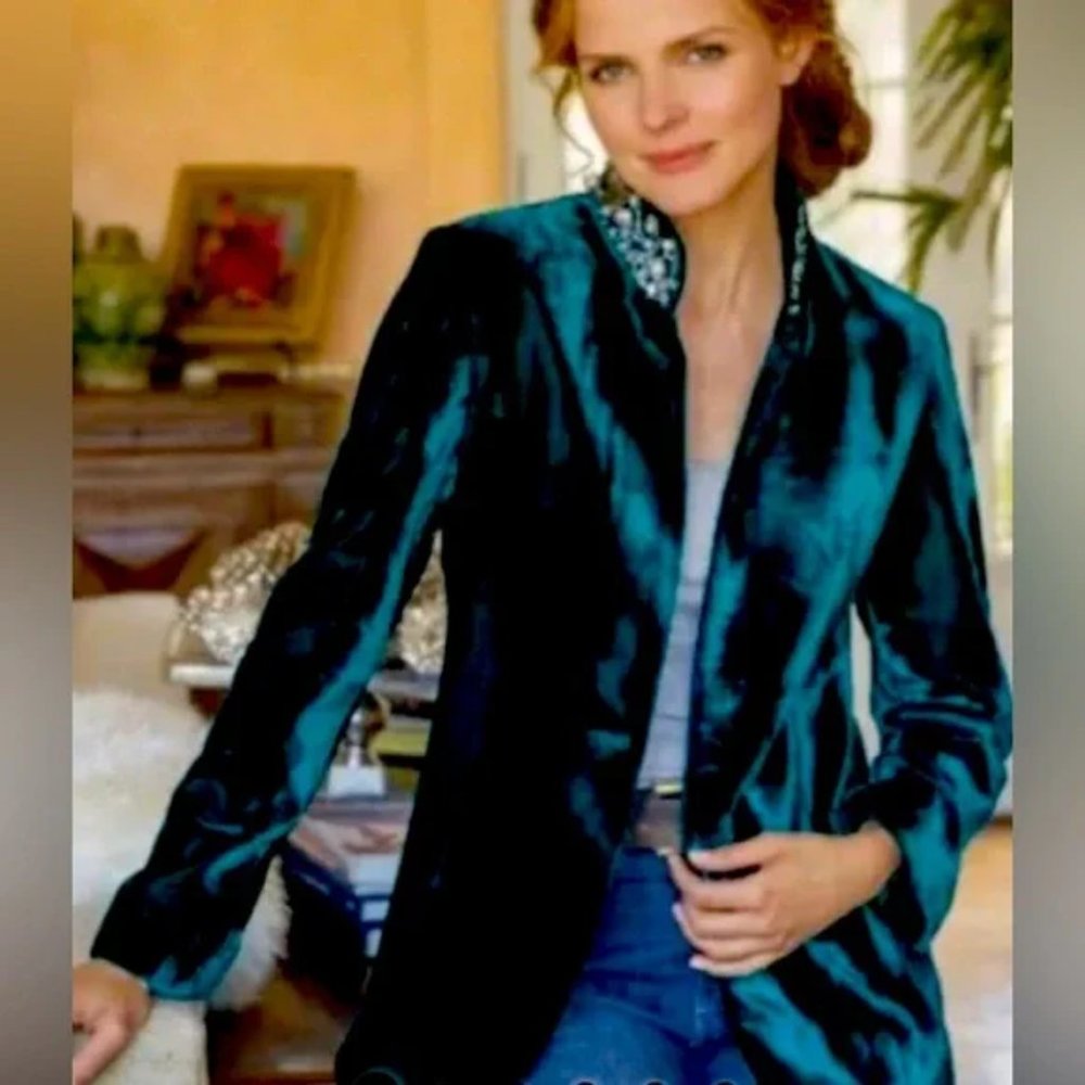 Soft Surroundings Black Velvet Blazer